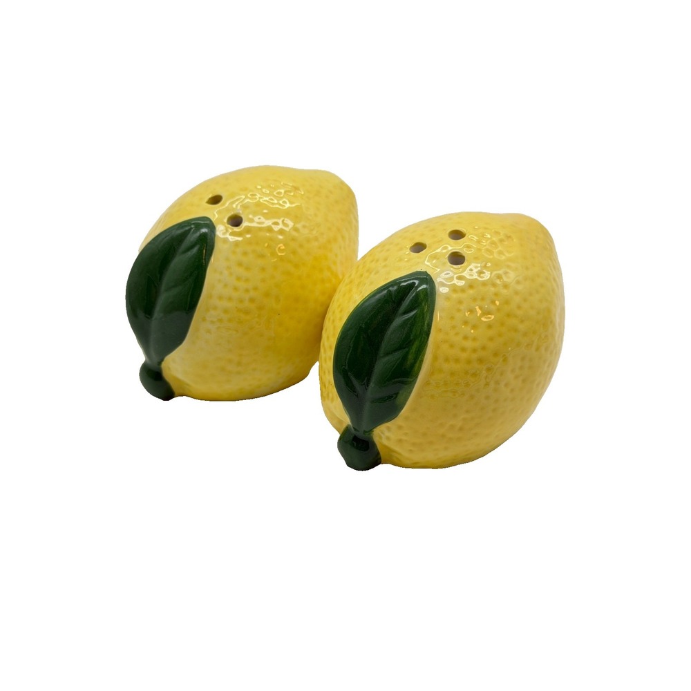 Ceramic Yellow Lemon Fruit Salt & Pepper Shakers Set Citrus Farmhouse Garden